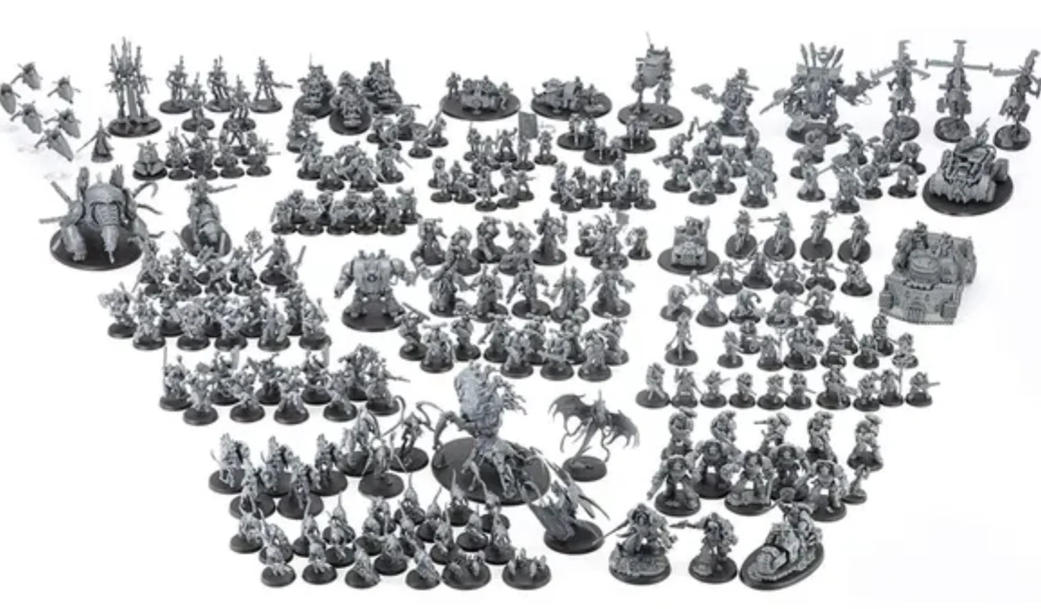 a large collection of warhammer miniatures