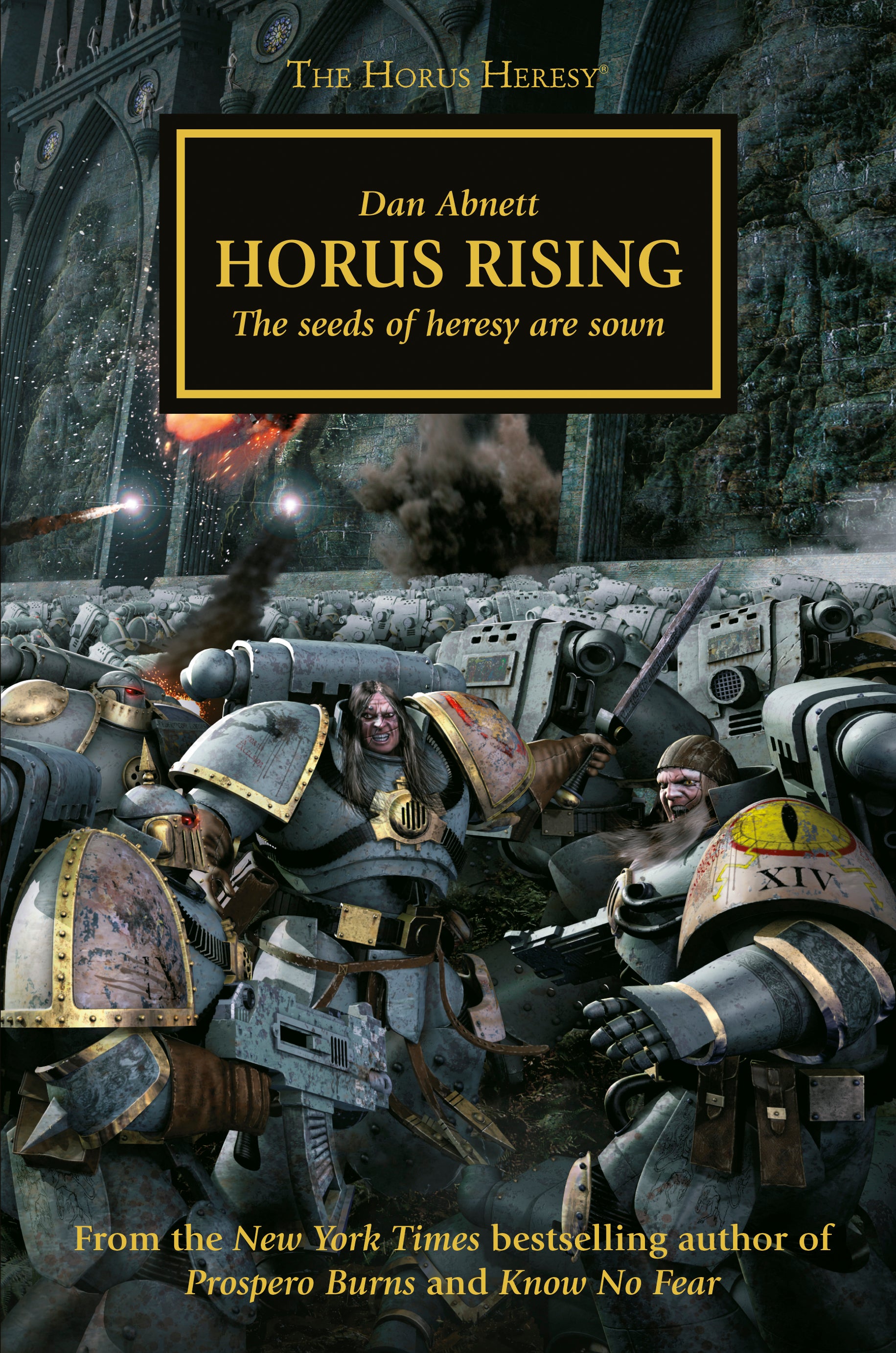 a book cover with two knights fighting in front of a castle