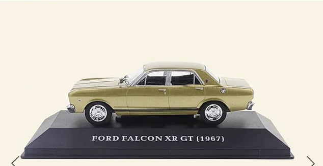 a model of a gold ford falcon gt