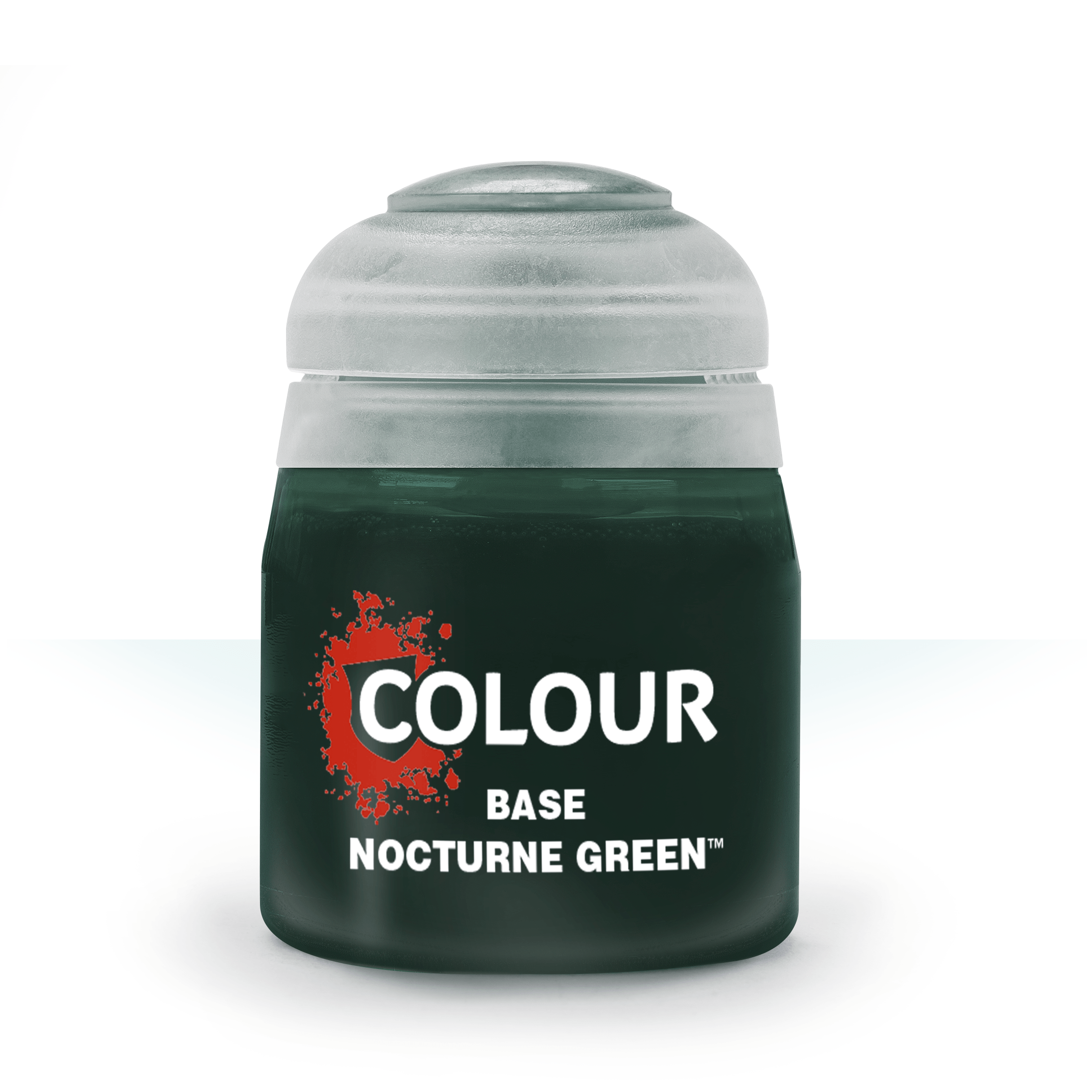 a bottle of green paint on a white background