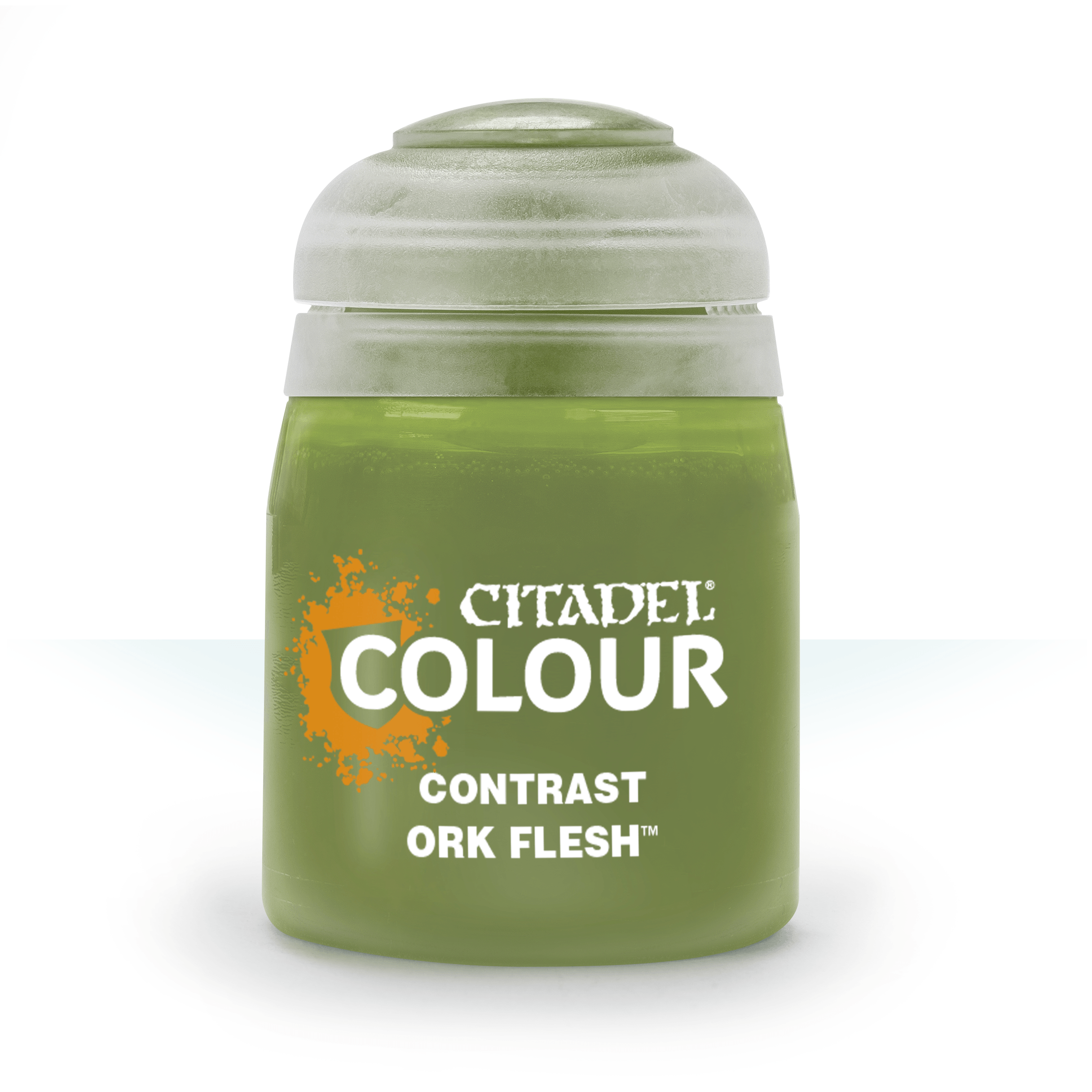 a bottle of green paint with a white background