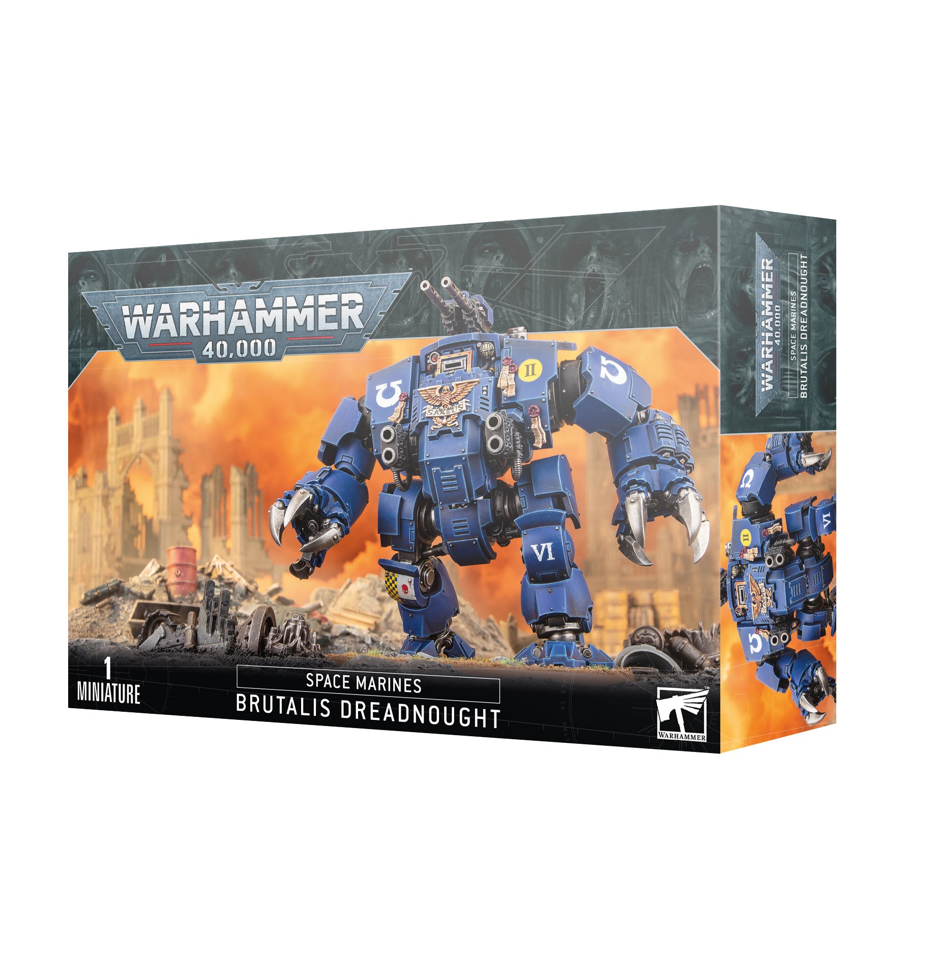 a box with a blue warhammer figure in it